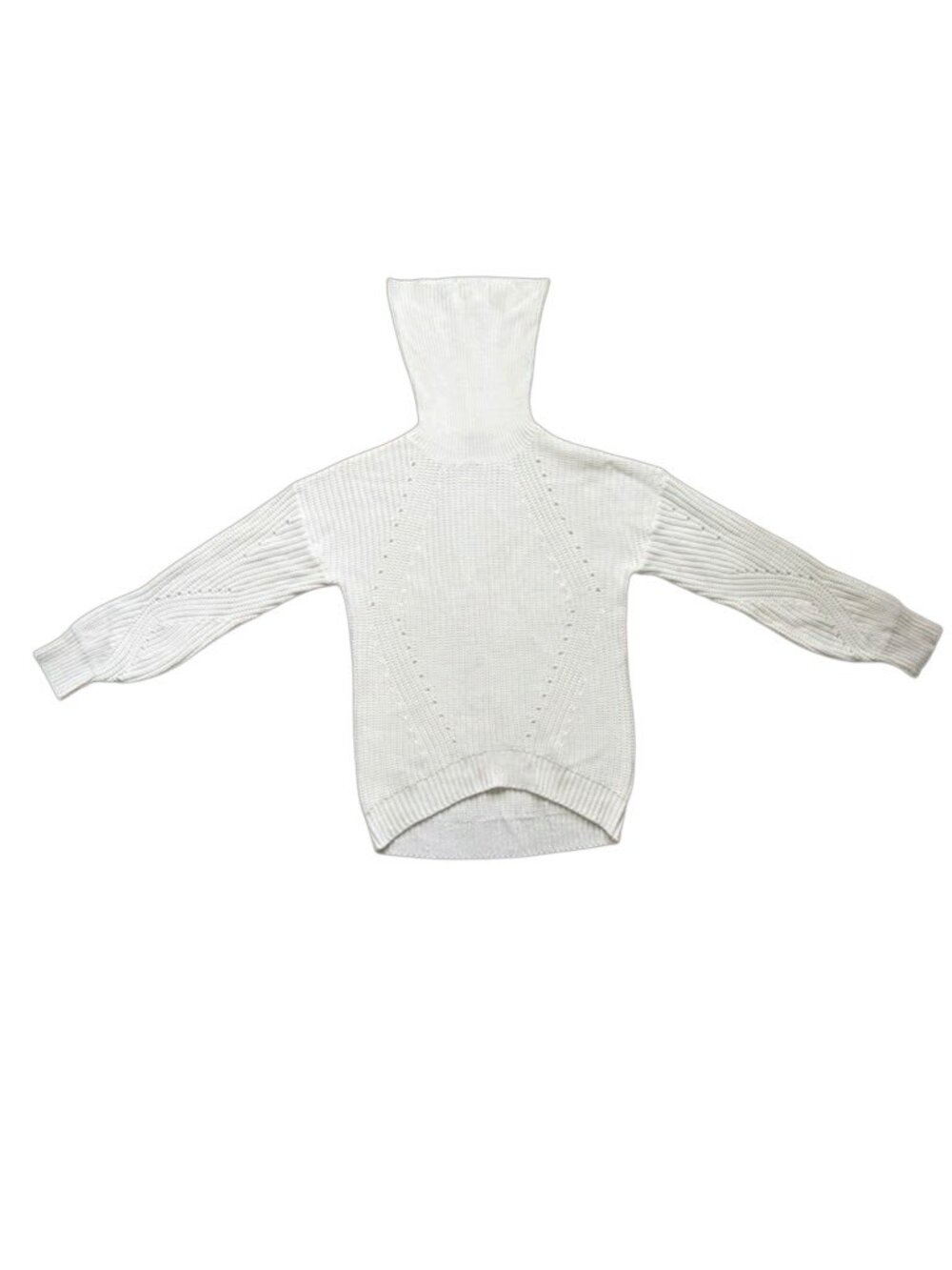 Poof Apparel Women L Ivory Cable Knit Turtleneck Sweater.